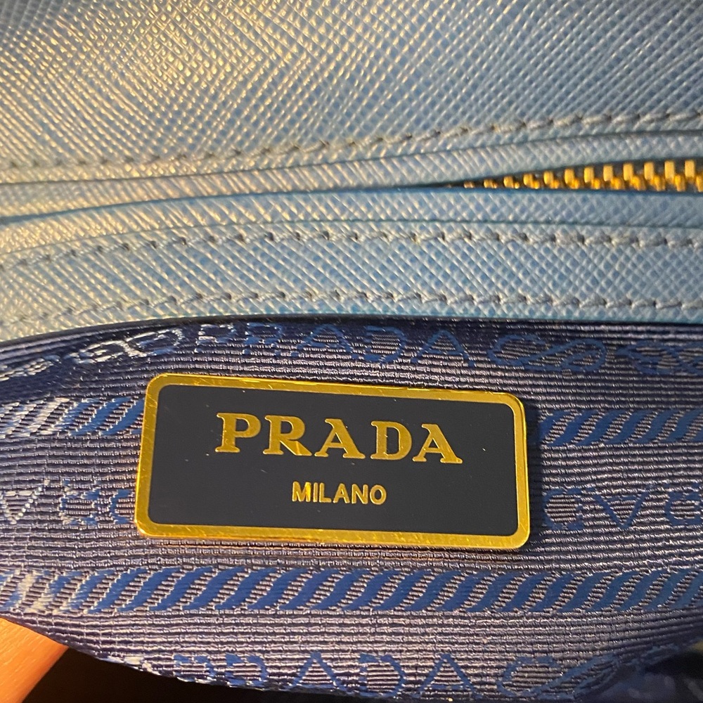 PRADA Galleria Small Saffiano Leather Tote In Blue - Picture 12 of 17